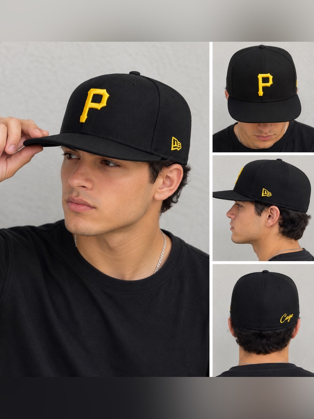 New Era Black and Yellow Pittsburgh 'P' Short Sleeve Cap Style size 6 7/8 54.9cm